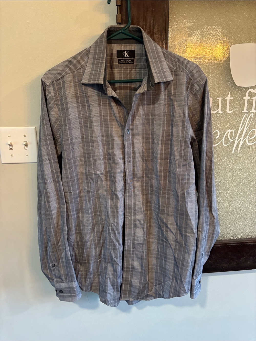 Calvin Klein Men's Gray Plaid Button-Up Shirt